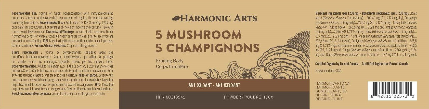 5 Mushroom Concentrated Powder - Harmonic Arts