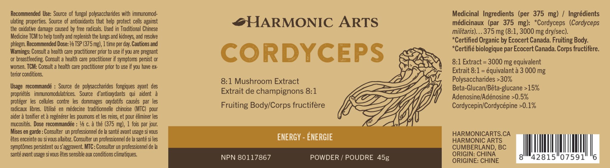 Cordyceps Concentrated Mushroom Powder - Harmonic Arts