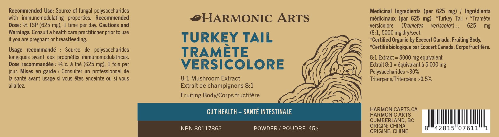 Turkey Tail Concentrated Mushroom Powder - Harmonic Arts